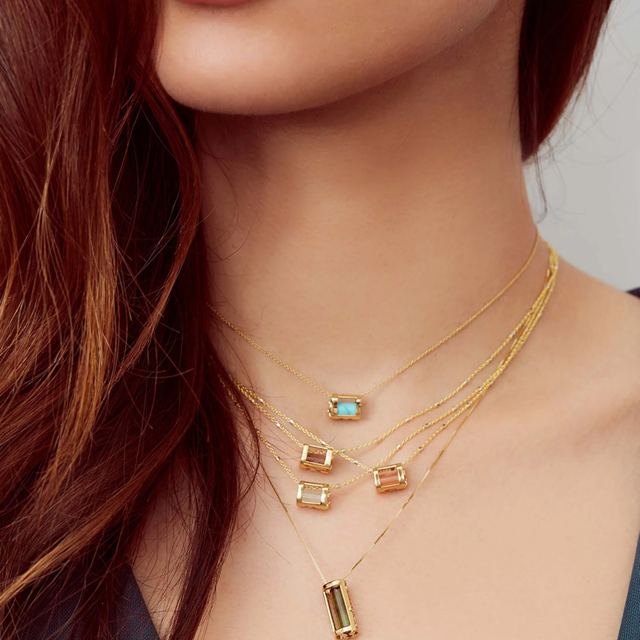 Signature Initials Necklace   Rose Quartz