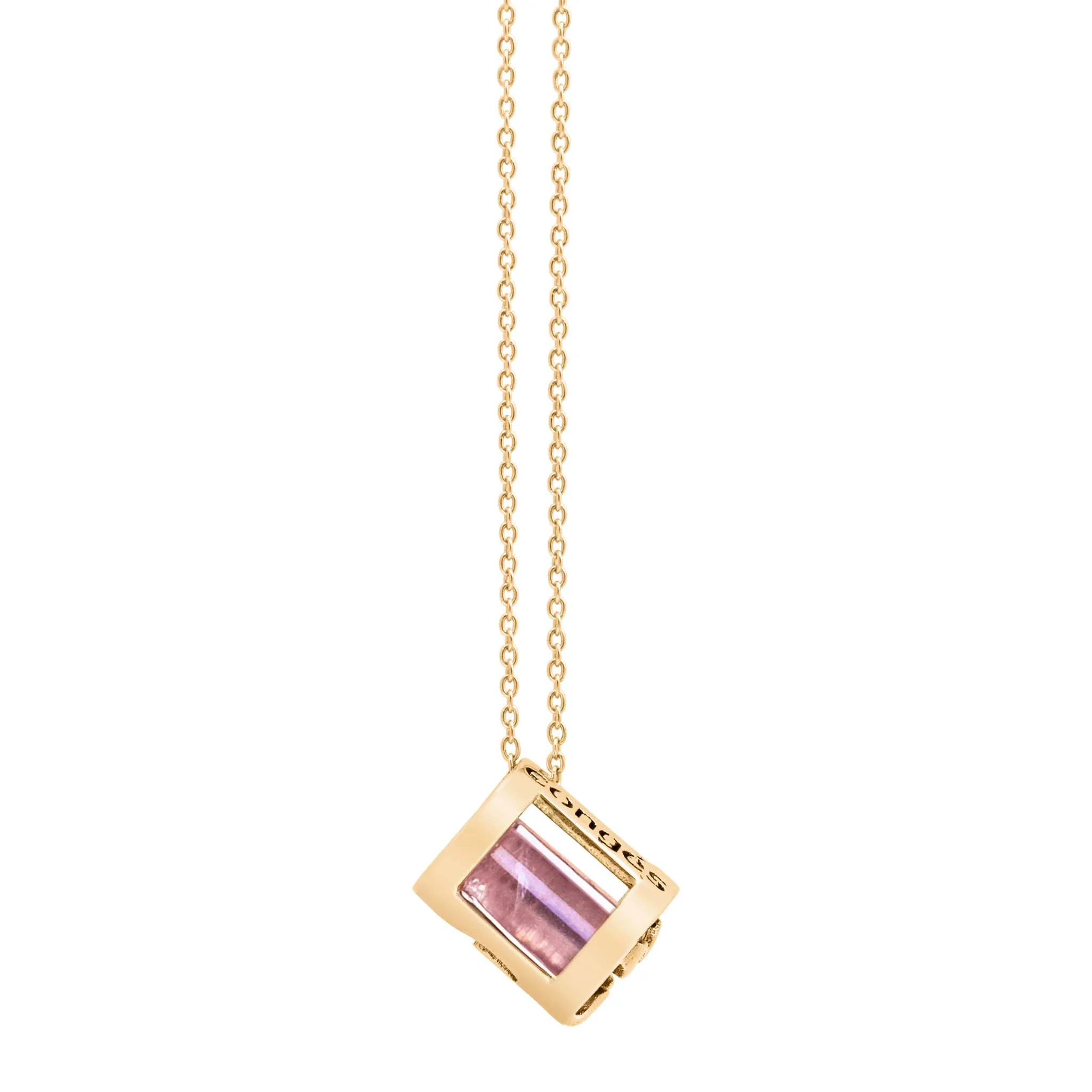 Signature Initials Necklace   Rose Quartz