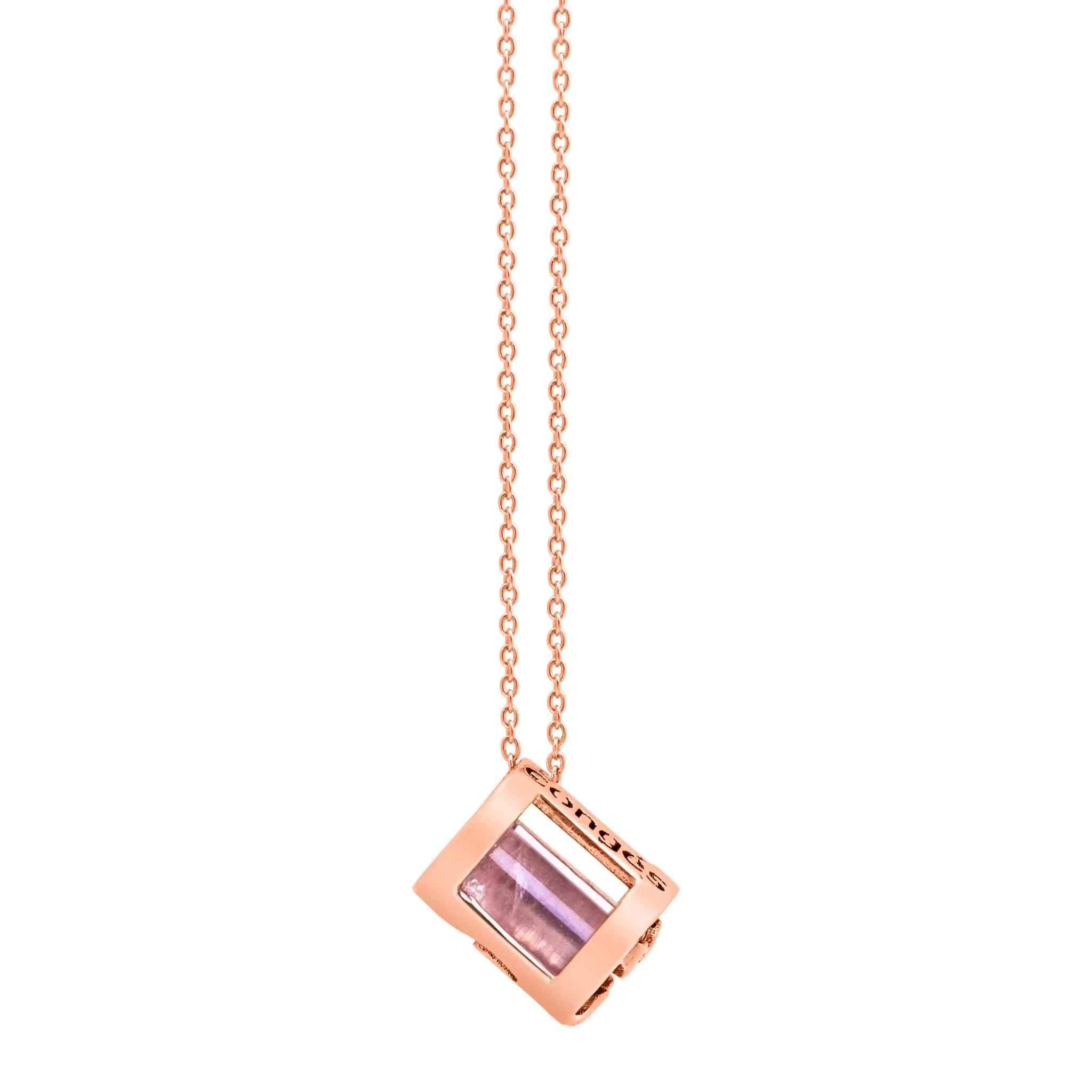 Signature Initials Necklace   Rose Quartz