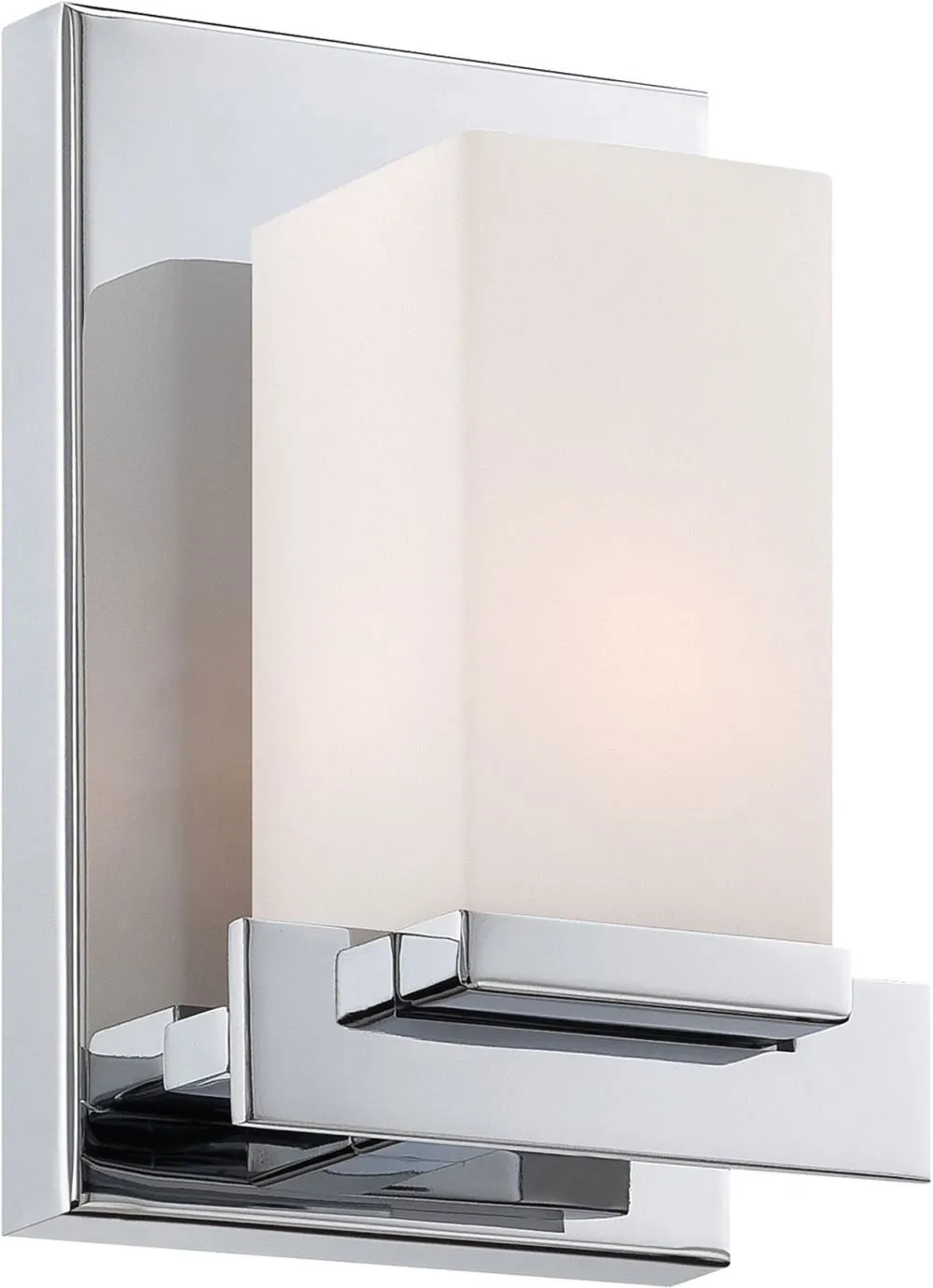 Sleek 1 Light Vanity In Chrome and White Opal Glass