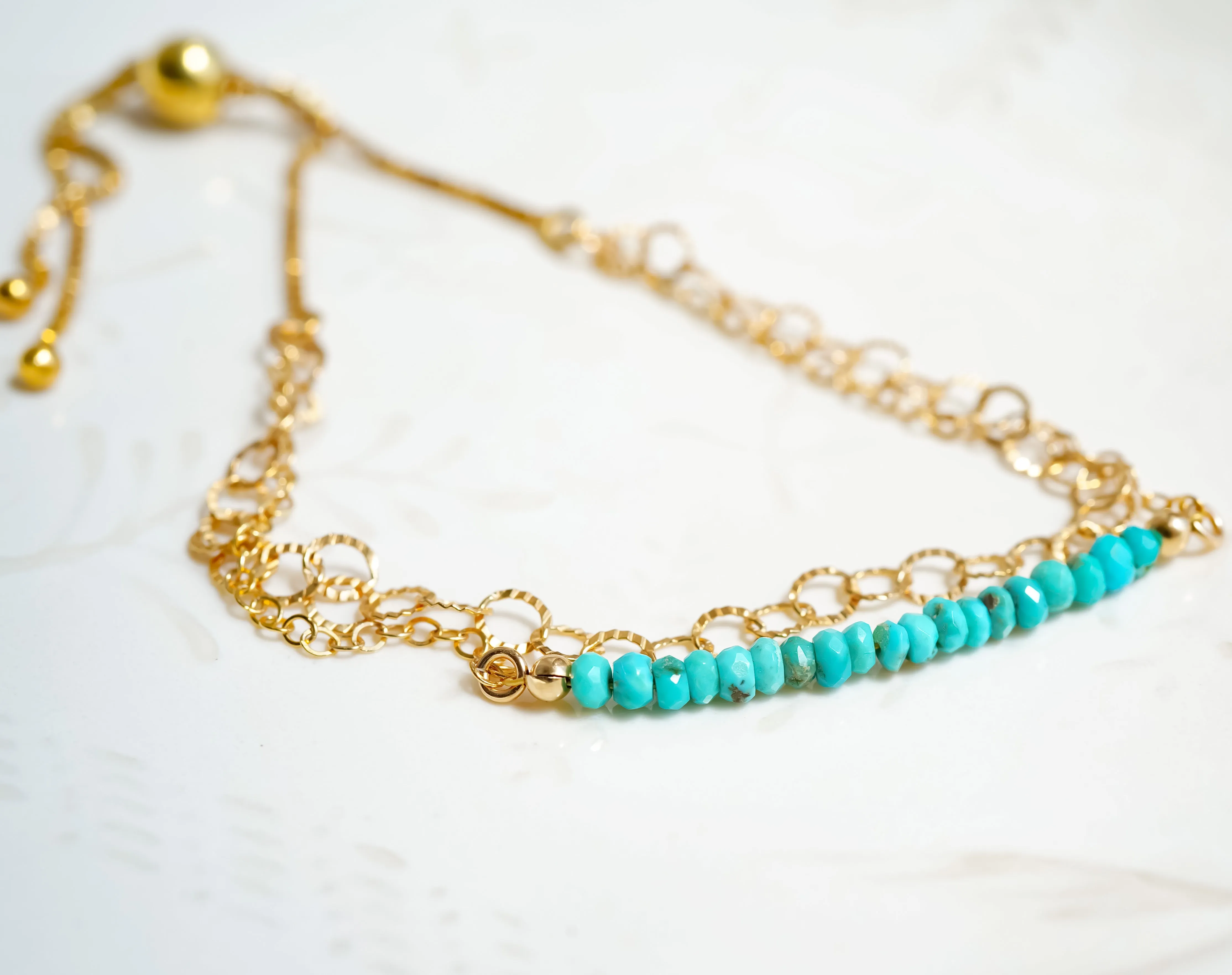 Sleeping Beauty Turquoise Gold Chain Bracelet
