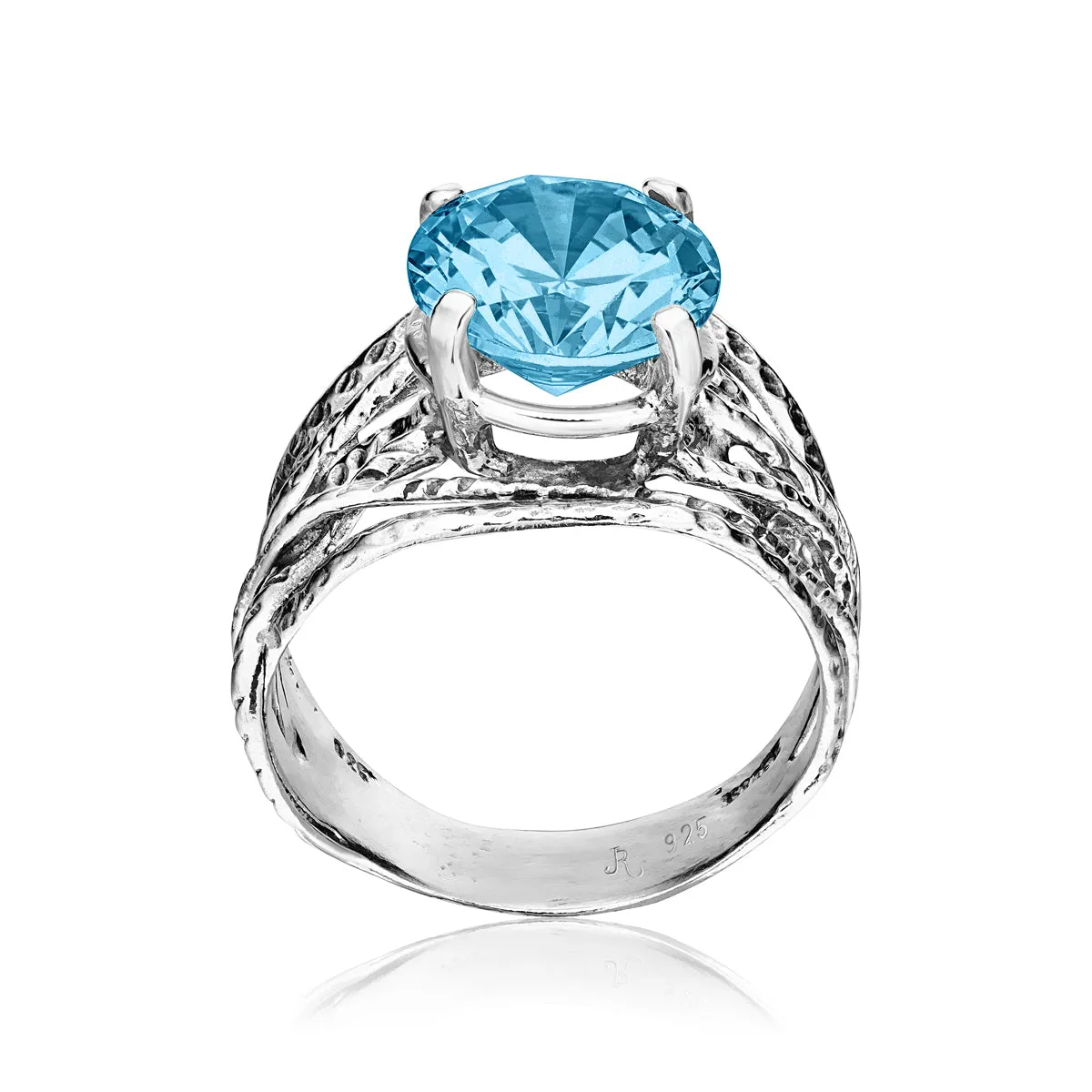 Sterling Silver Aquamarine CZ Wrap Ring