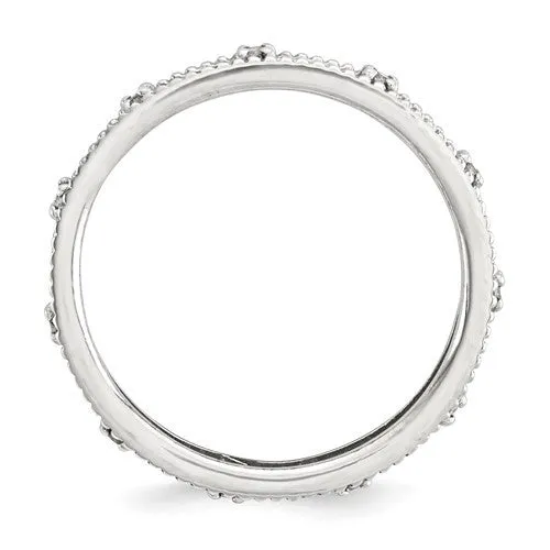 Sterling Silver Stackable Expressions April White Topaz Filigree Ring