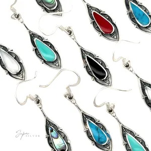 Teardrop Shape Inlaid Earrings