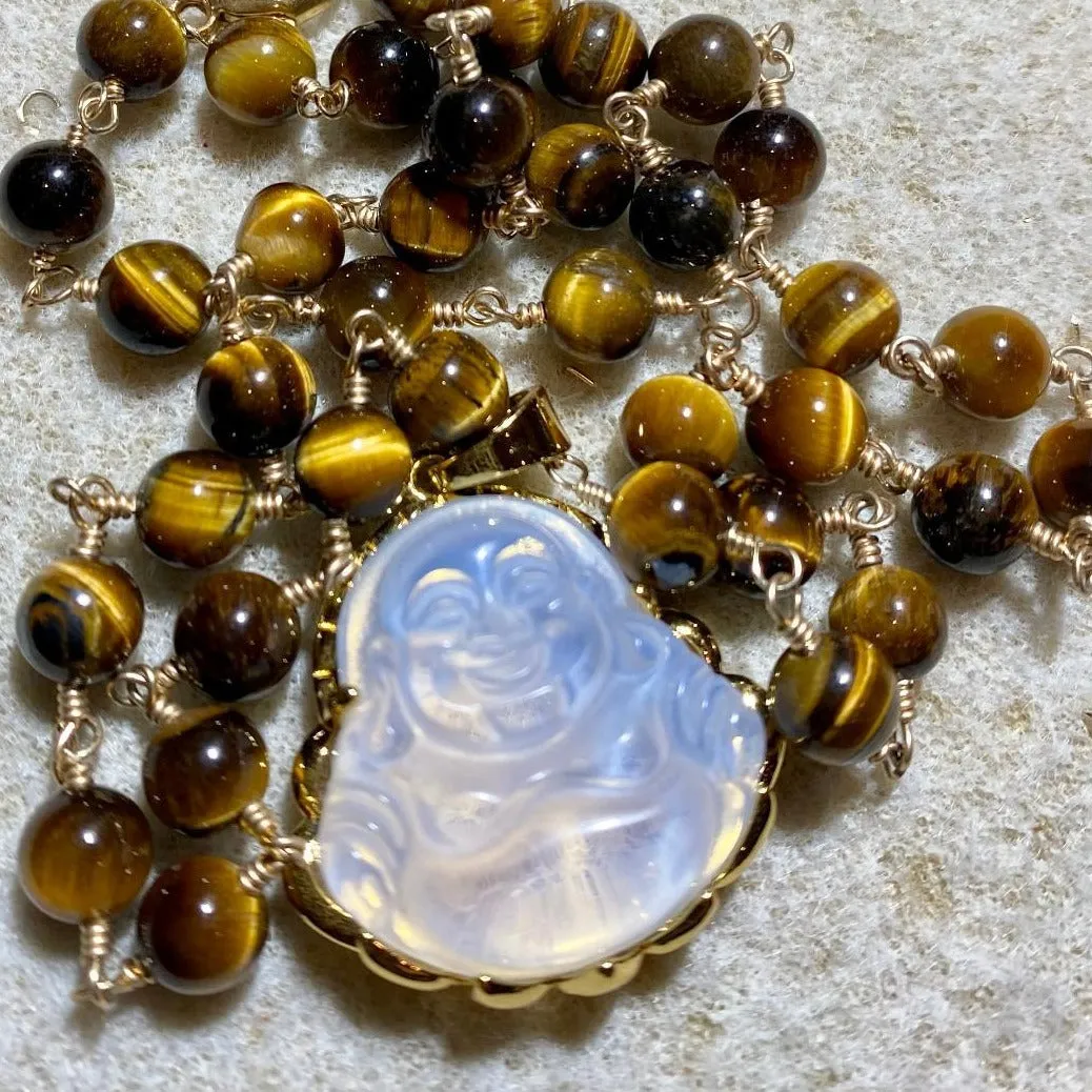 Tiger Eye Necklace with Buddha