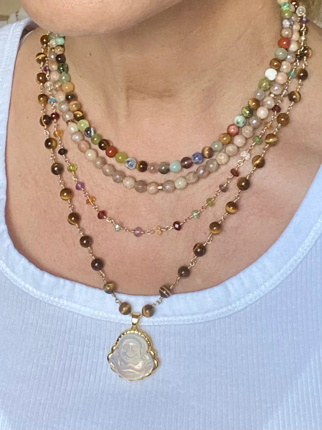 Tiger Eye Necklace with Buddha