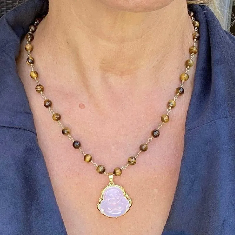 Tiger Eye Necklace with Buddha