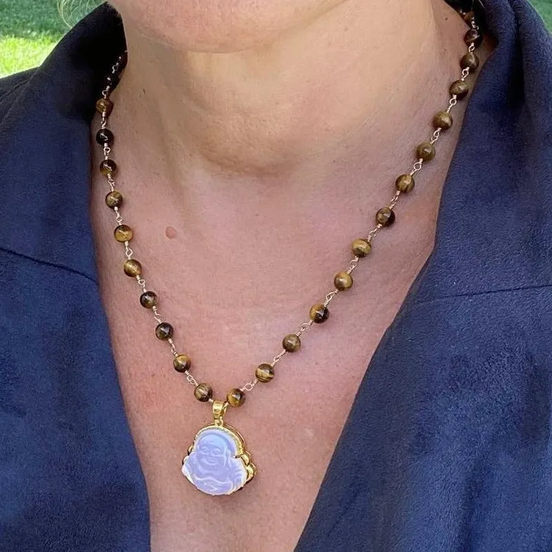 Tiger Eye Necklace with Buddha