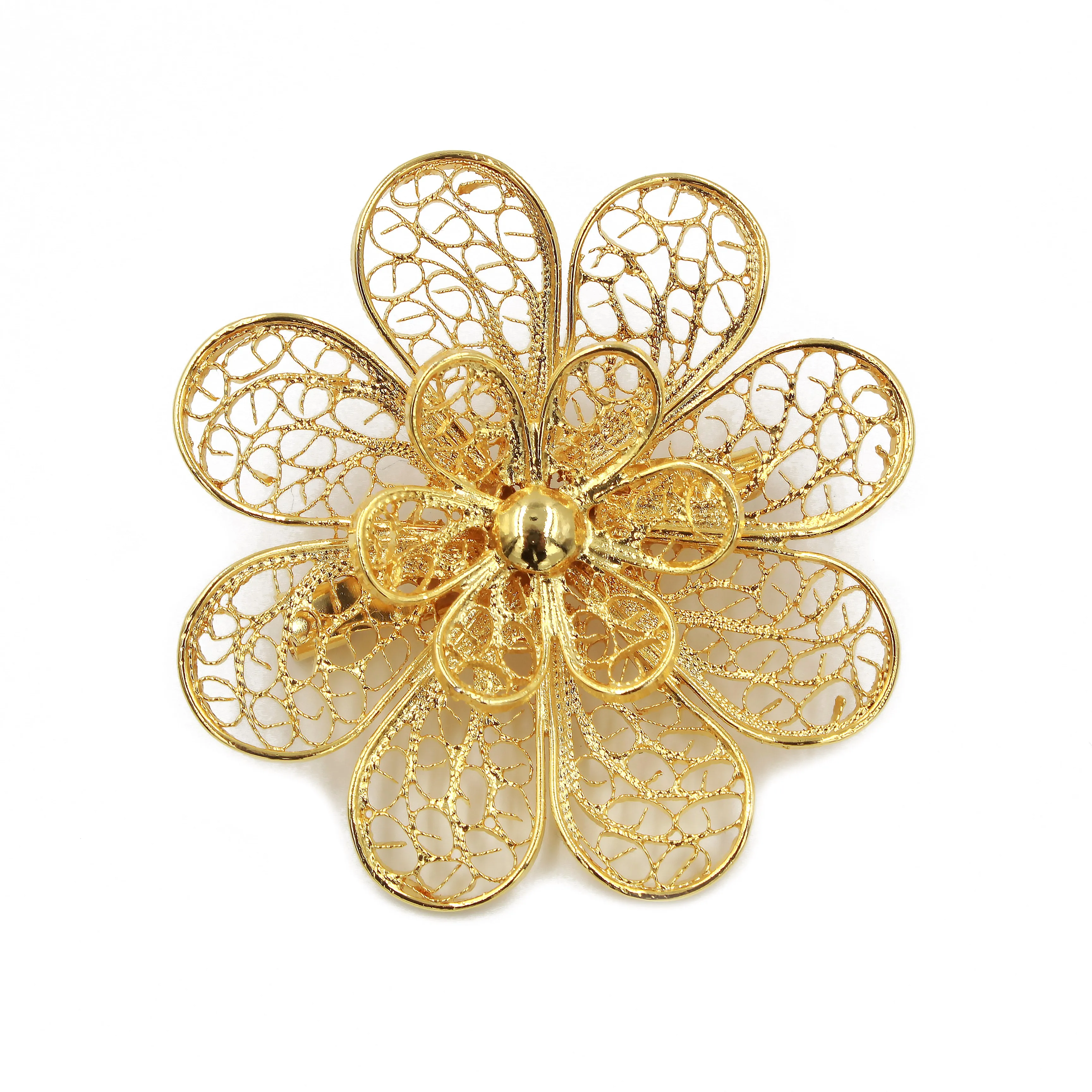 Traditional Portuguese Filigree Costume Flower Pin
