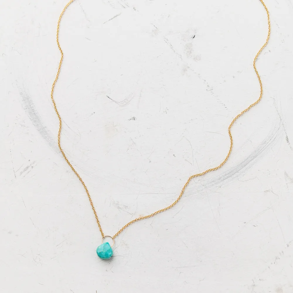 Turquoise Petite Drop Necklace in Gold