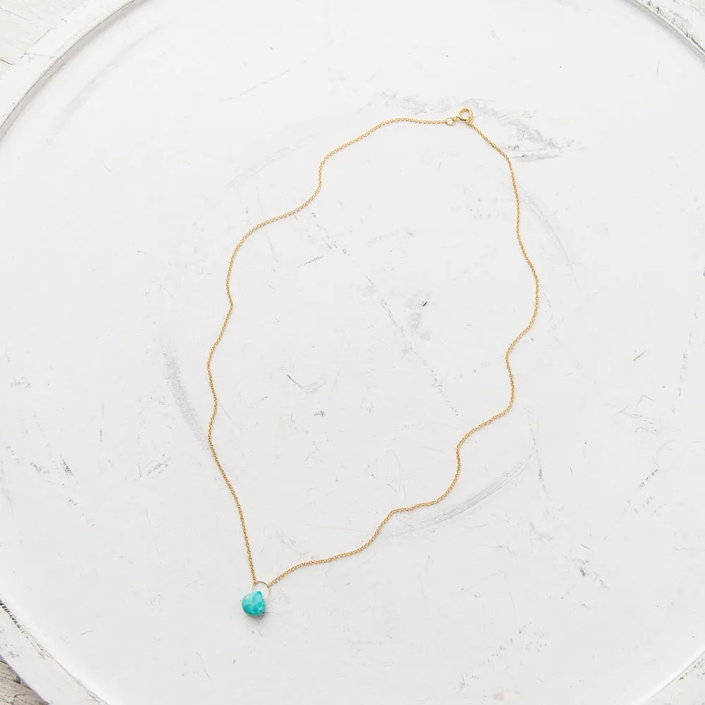 Turquoise Petite Drop Necklace in Gold