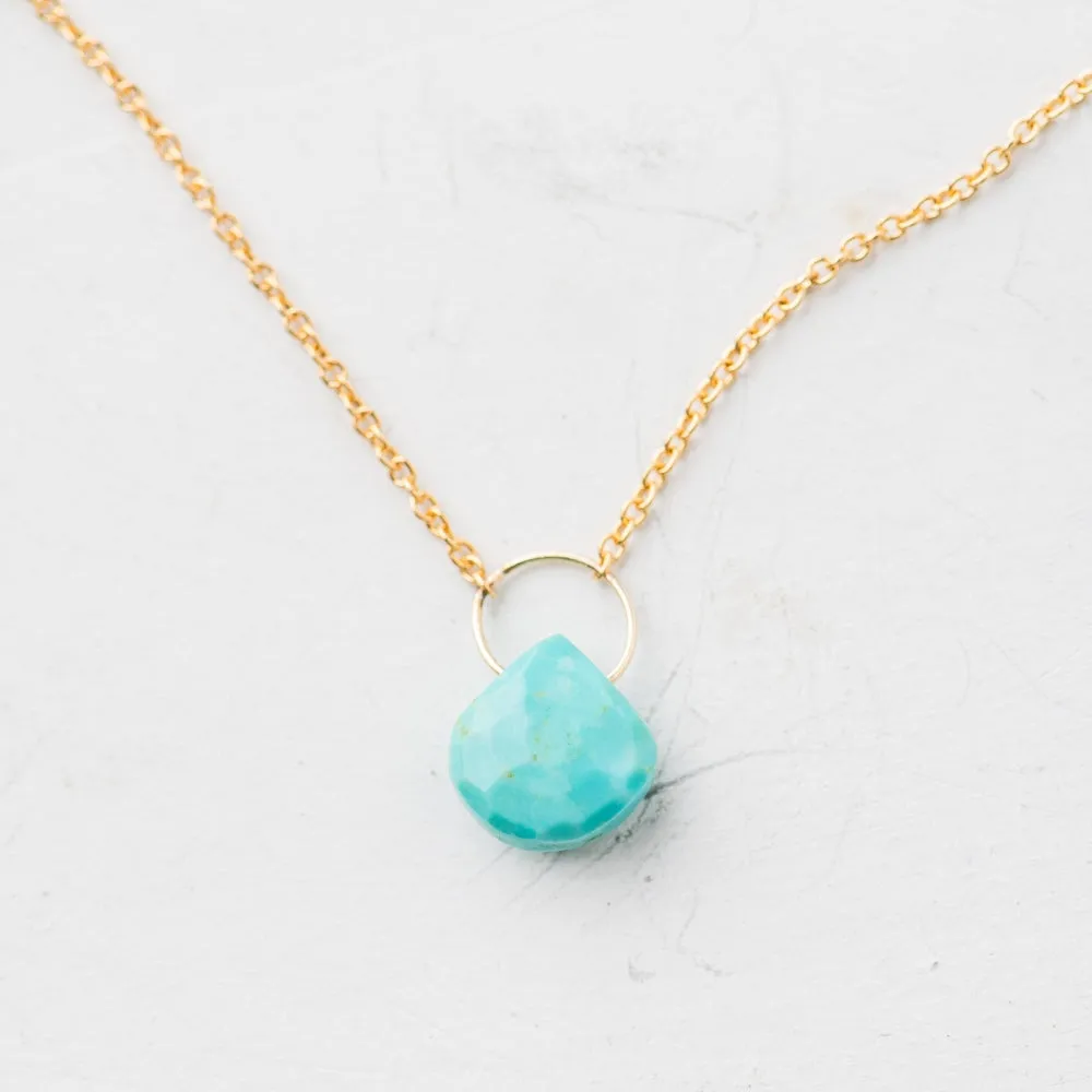 Turquoise Petite Drop Necklace in Gold