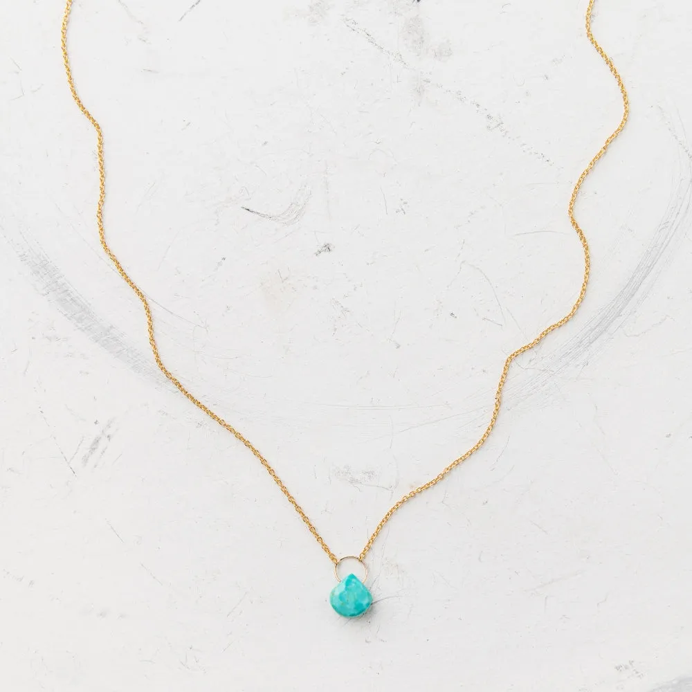 Turquoise Petite Drop Necklace in Gold
