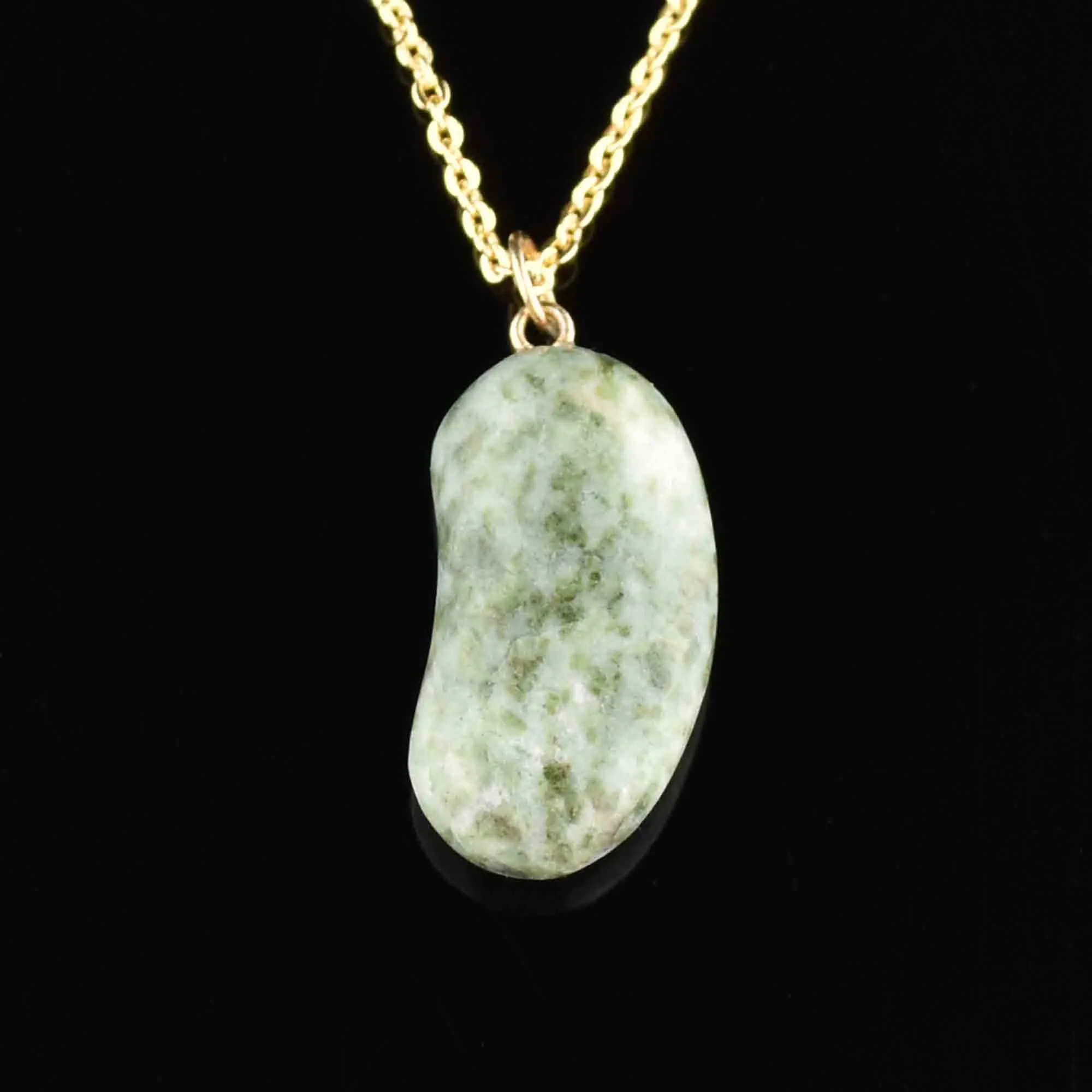 Vintage Gold Green Quartz Bean Pendant