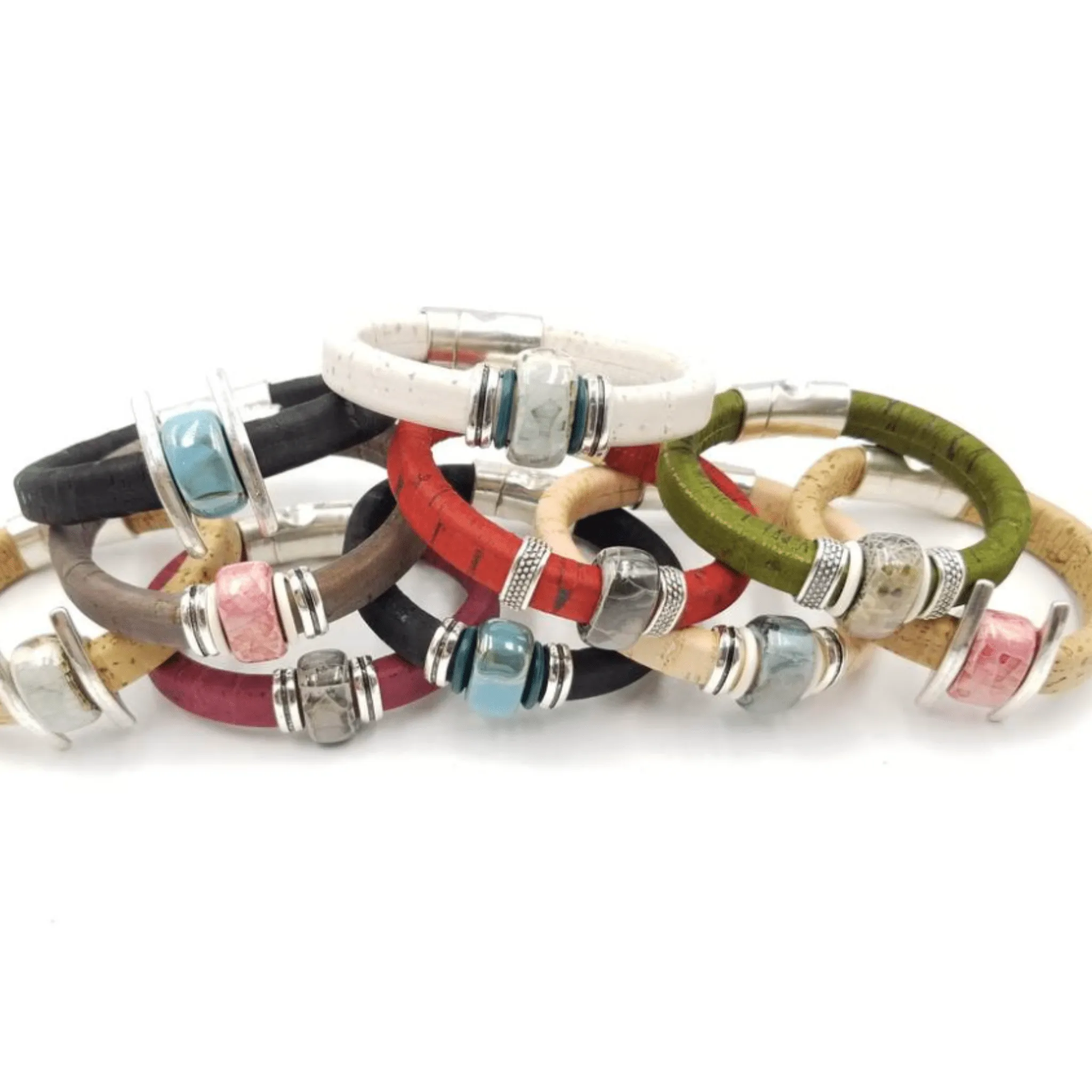 White Cork Porcelain Bead Bracelet