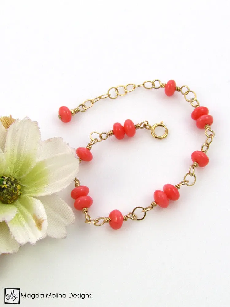 WHOLESALE - Mini Goddess (children) Pink Coral Bracelet