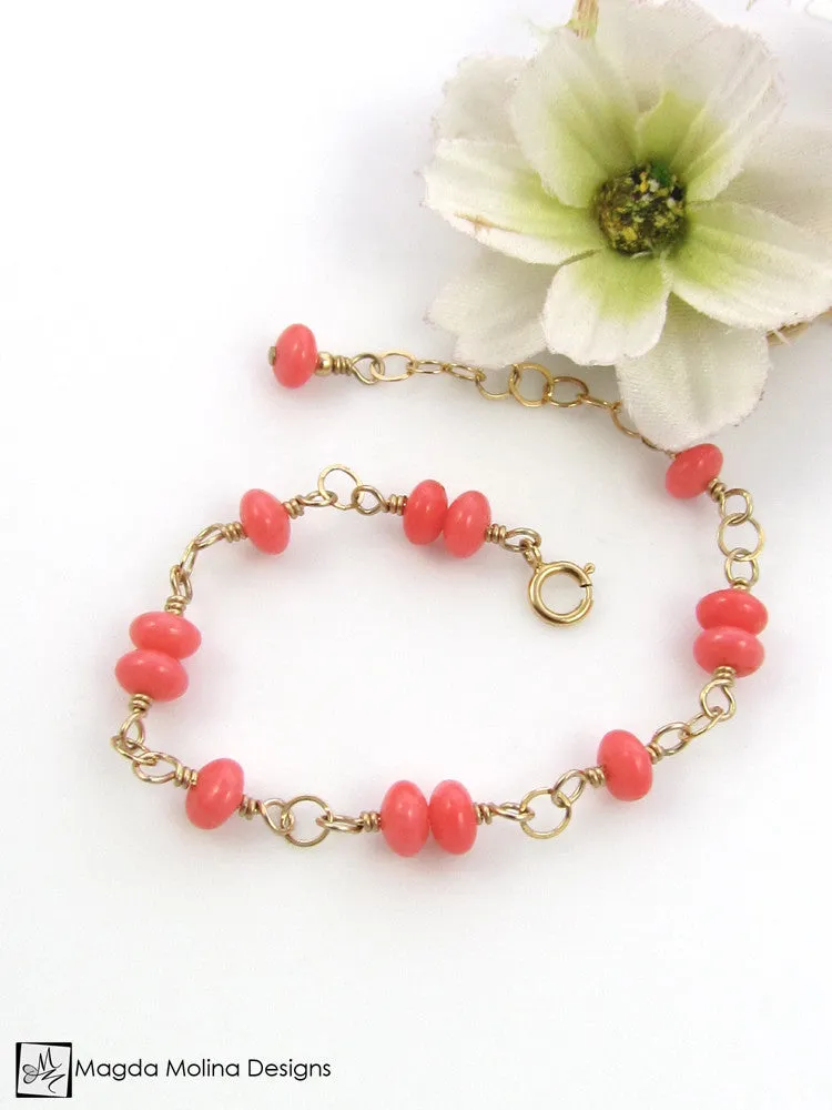 WHOLESALE - Mini Goddess (children) Pink Coral Bracelet
