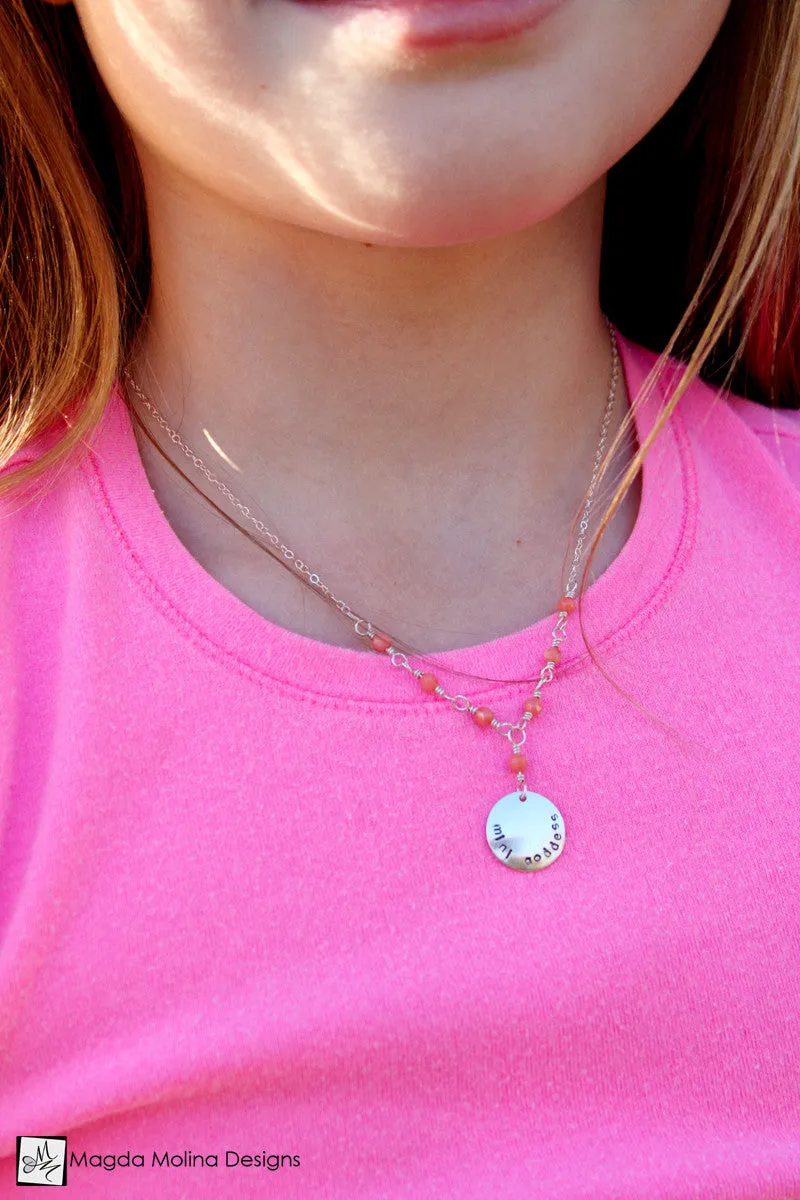 WHOLESALE - Mini Goddess (children) Pink Coral Necklace