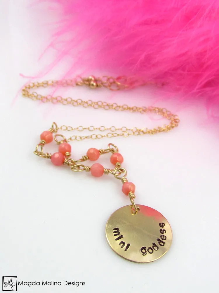 WHOLESALE - Mini Goddess (children) Pink Coral Necklace