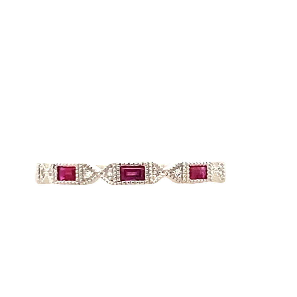 Yellow Gold Ruby and Diamond Stackable Ring